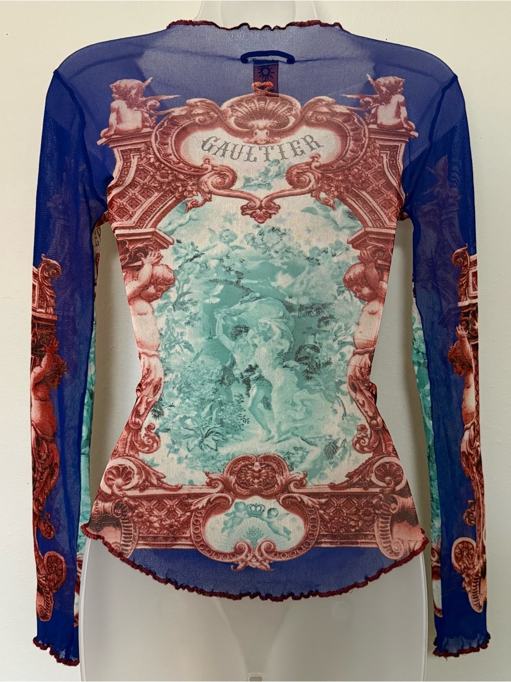 Rare Archive Jean Paul Gaultier Soleil Print Mesh Embroidered Long Sleeve Small - Picture 6 of 12